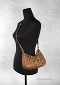 Michael Kors Cora Medium Luggage Studded Pouchette Bag - Velora Luxury Fashion