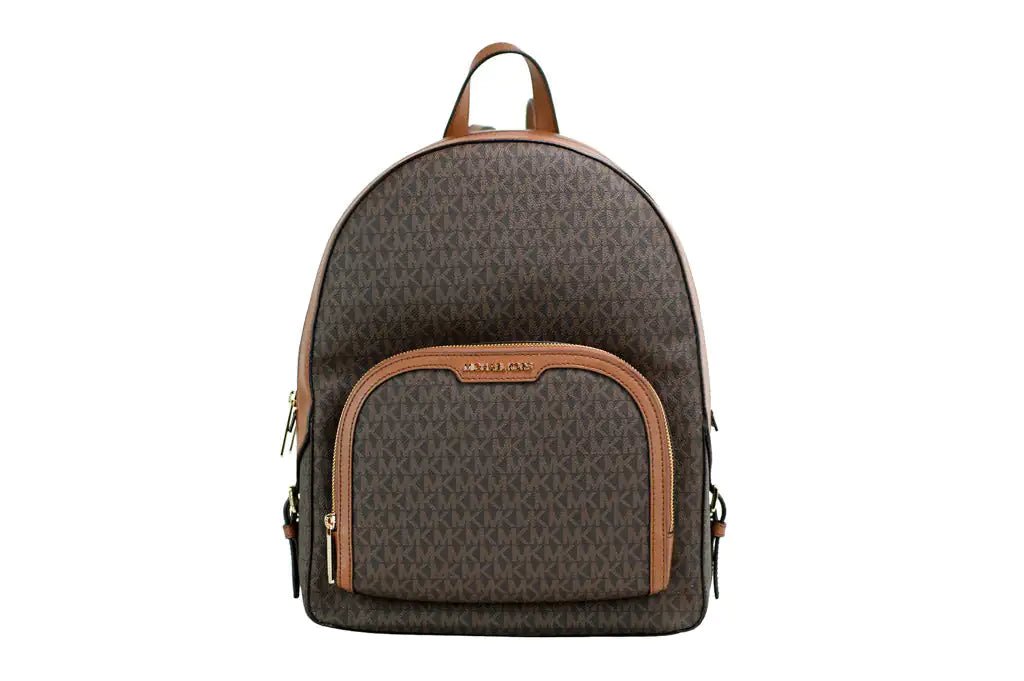 Michael Kors Jaycee Large Brown Zip Pocket Backpack - Velora Luxury Fashion