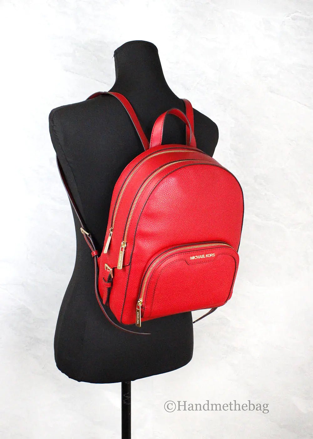 Michael Kors Jaycee Medium Red Zip Pocket Backpack - Velora Luxury Fashion