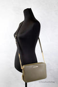 Michael Kors Jet Set Olive Leather Crossbody Bag - Velora Luxury Fashion