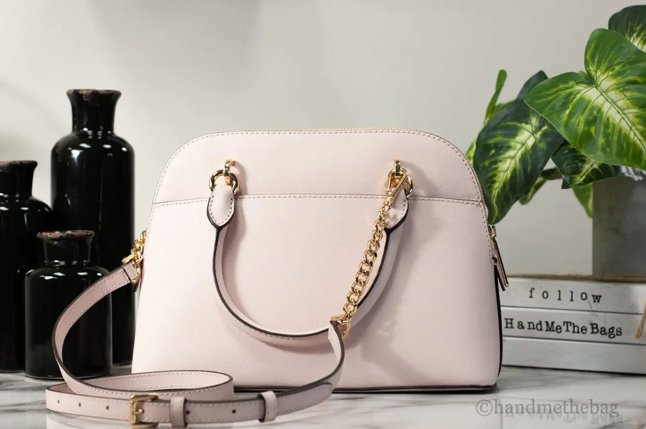 Michael Kors Jet Set Travel Medium Powder Blush Leather Dome X Cross Satchel Bag - Velora Luxury Fashion