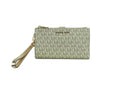 Michael Kors Jet Set Travel Pale Gold PVC Leather Large Double Zip Wrist Wallet - Velora Luxury Fashion