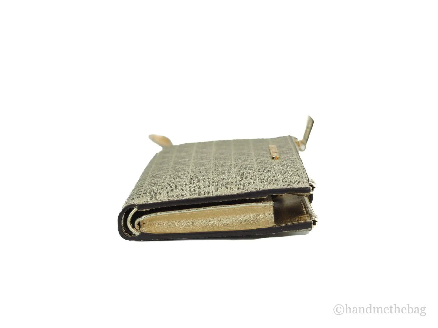 Michael Kors Jet Set Travel Pale Gold PVC Leather Large Double Zip Wrist Wallet - Velora Luxury Fashion