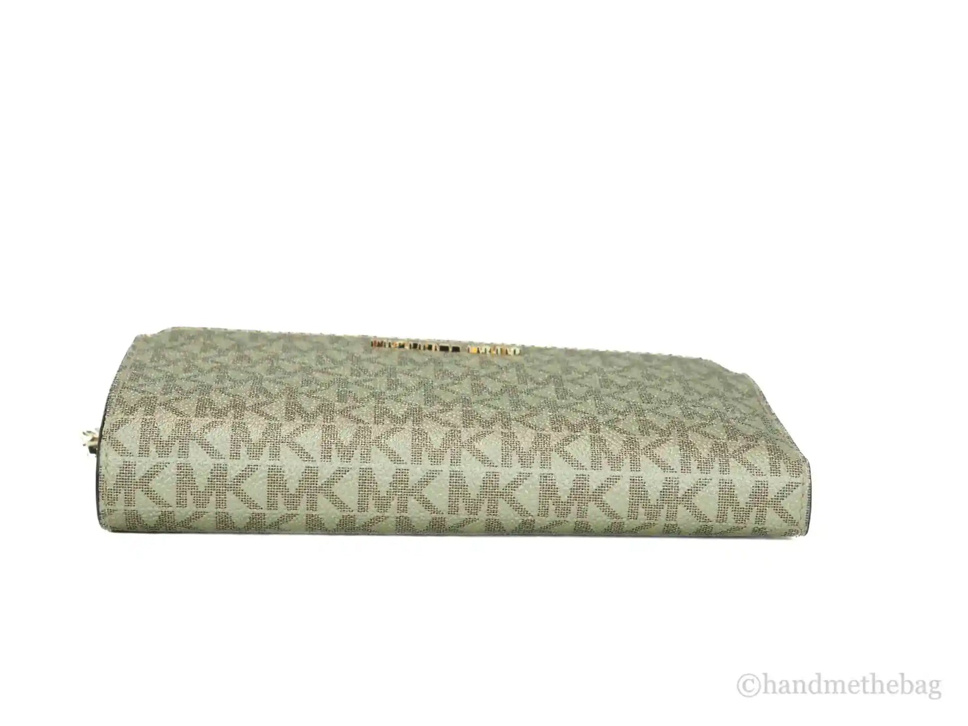 Michael Kors Jet Set Travel Pale Gold PVC Leather Large Double Zip Wrist Wallet - Velora Luxury Fashion