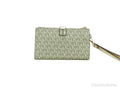 Michael Kors Jet Set Travel Pale Gold PVC Leather Large Double Zip Wrist Wallet - Velora Luxury Fashion