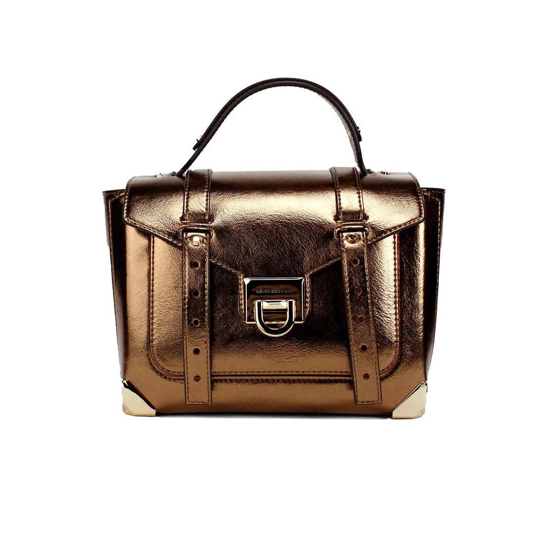 Michael Kors Manhattan Medium Metallic Mocha Convertible Satchel - Velora Luxury Fashion