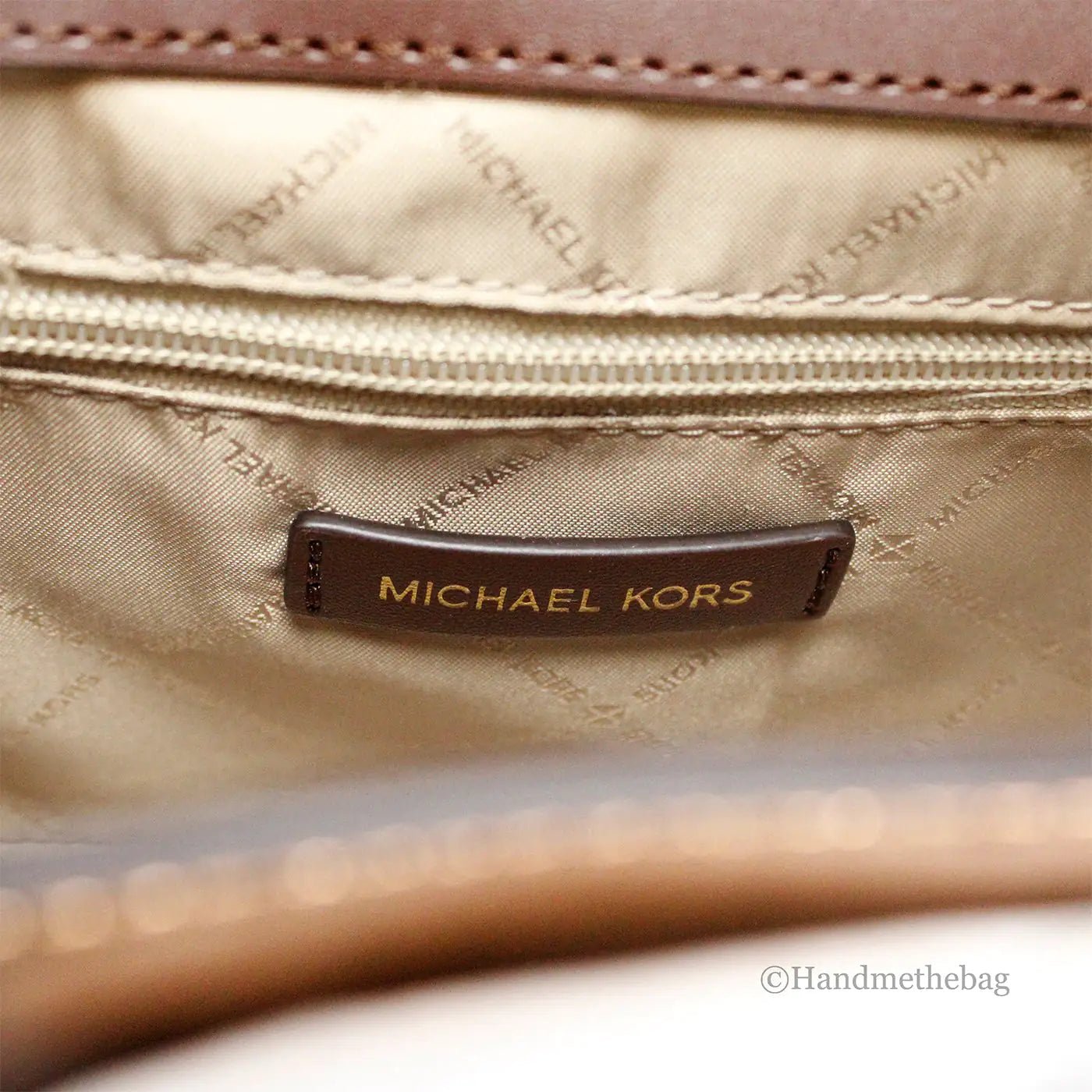 Michael Kors Manhattan Medium Metallic Mocha Convertible Satchel - Velora Luxury Fashion