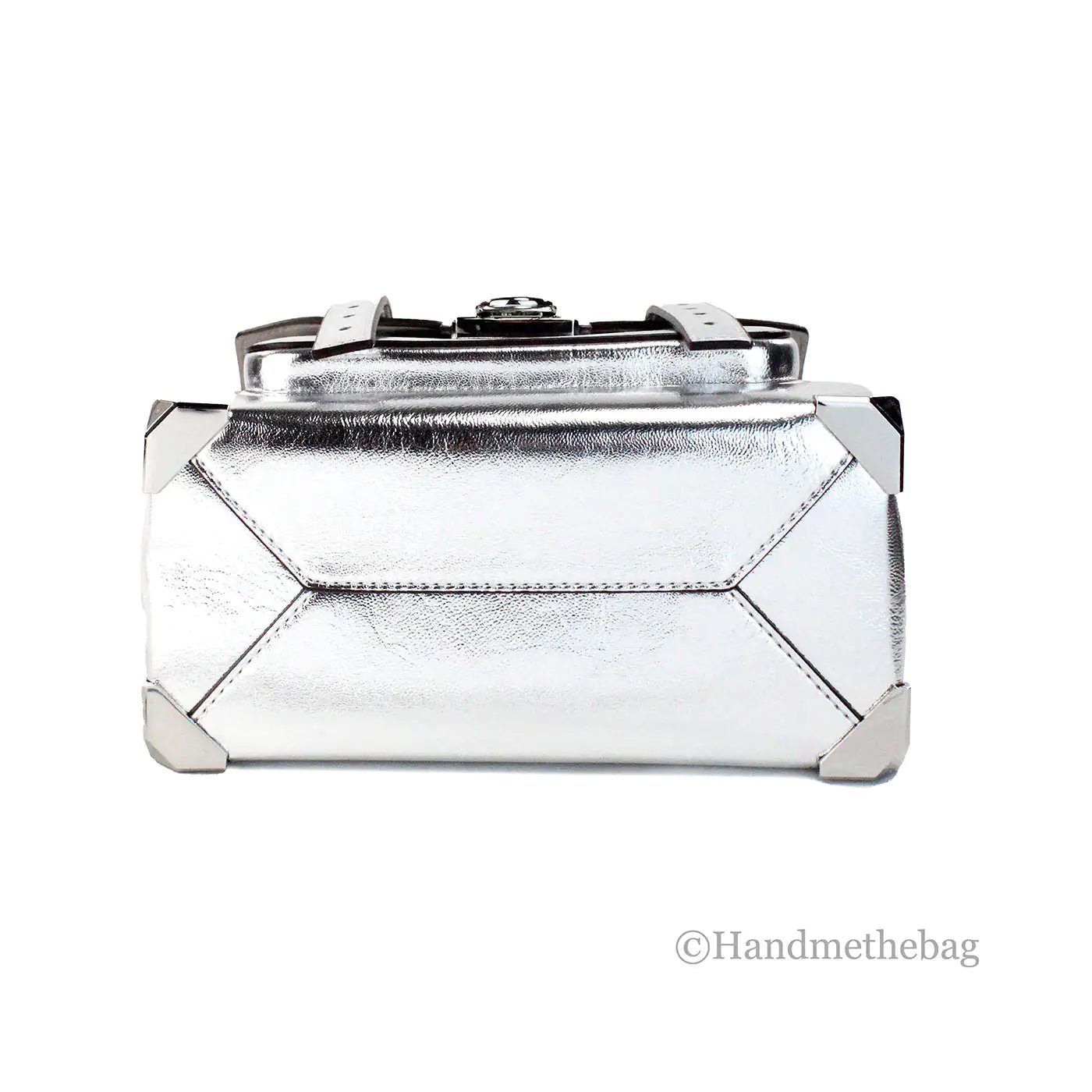 Michael Kors Manhattan Medium Metallic Silver Convertible Satchel - Velora Luxury Fashion