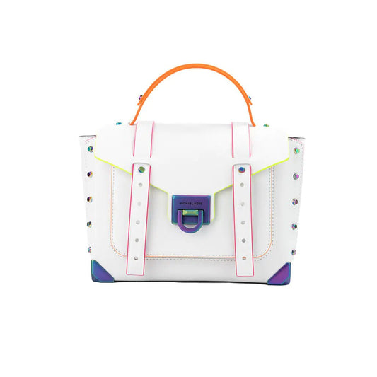 Michael Kors Manhattan Medium Optic White Satchel Bag - Velora Luxury Fashion