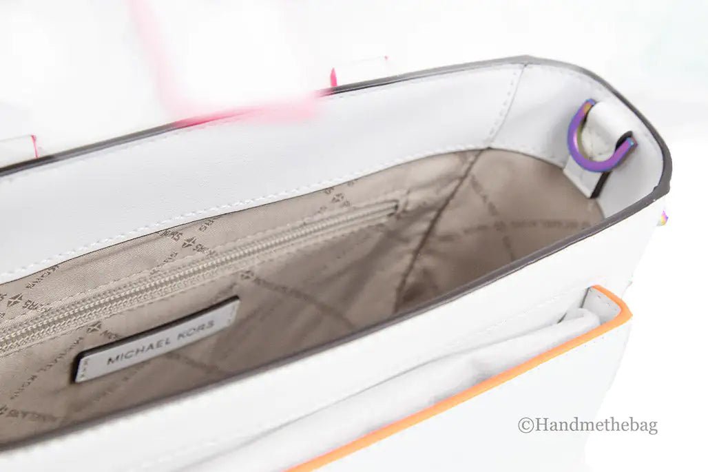 Michael Kors Manhattan Medium Optic White Satchel Bag - Velora Luxury Fashion