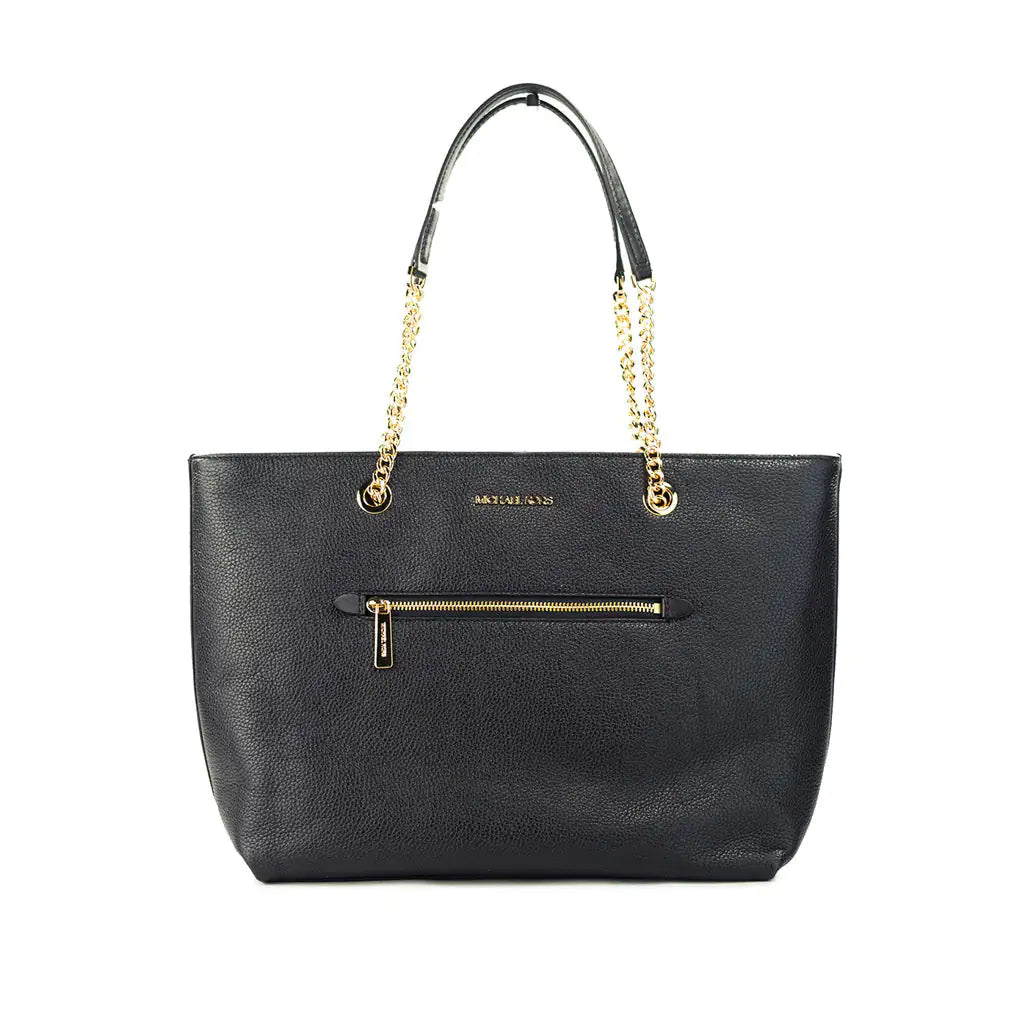 Michael Kors Pebbled Leather Chain Tote - Black - Velora Luxury Fashion
