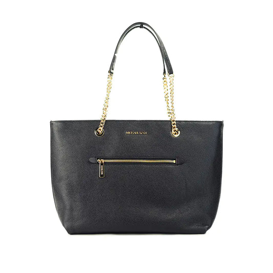 Michael Kors Pebbled Leather Chain Tote - Black - Velora Luxury Fashion