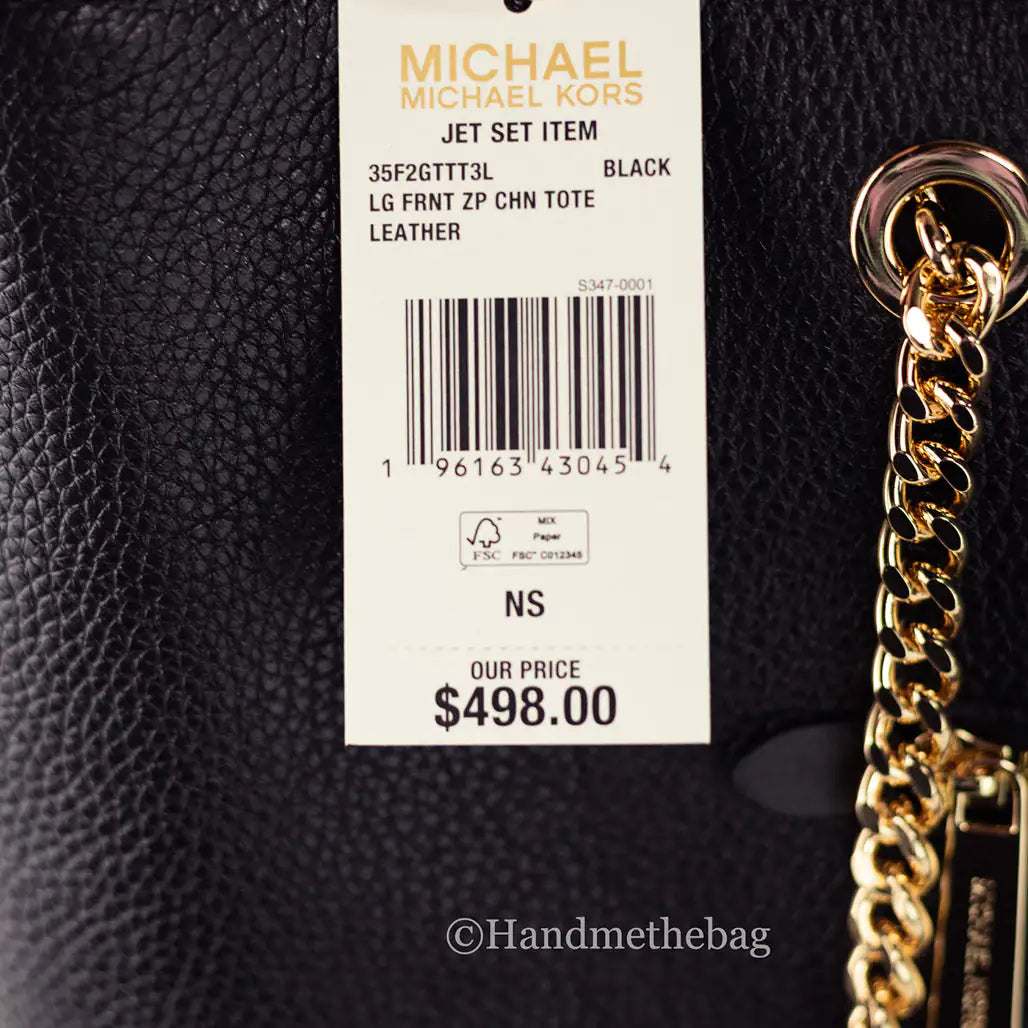 Michael Kors Pebbled Leather Chain Tote - Black - Velora Luxury Fashion