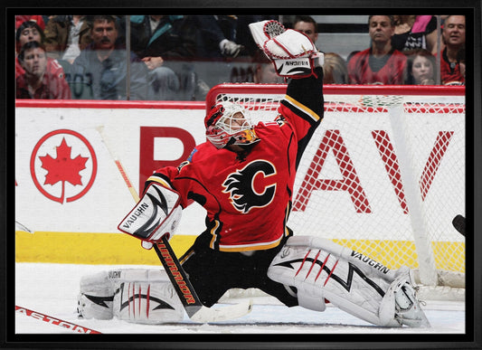 Miikka Kiprusoff 20x29 Framed Canvas Flames Glove Save-H - Velora Luxury Fashion