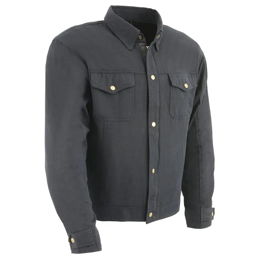 Milwaukee Leather Men's Black Armored Biker Shirt w/ Reinforced Fibers - Velora Luxury Fashion
