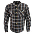 Milwaukee Leather Men's Brown Checkered Armored Flannel Biker Shirt w/ Reinforced Fibers - Velora Luxury Fashion