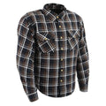 Milwaukee Leather Men's Brown Checkered Armored Flannel Biker Shirt w/ Reinforced Fibers - Velora Luxury Fashion