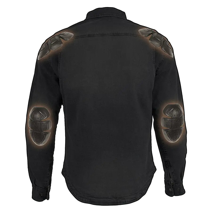 Milwaukee Leather Men's Faded Denim Armored Shirt Jacket - Velora Luxury Fashion
