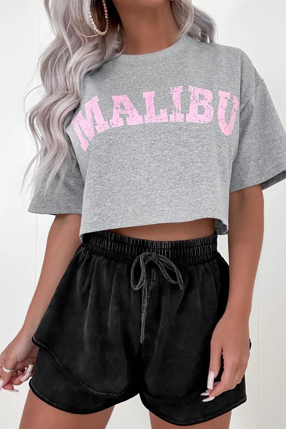 Mineral Wash French Terry High Waist Casual Shorts - Velora Luxury Fashion