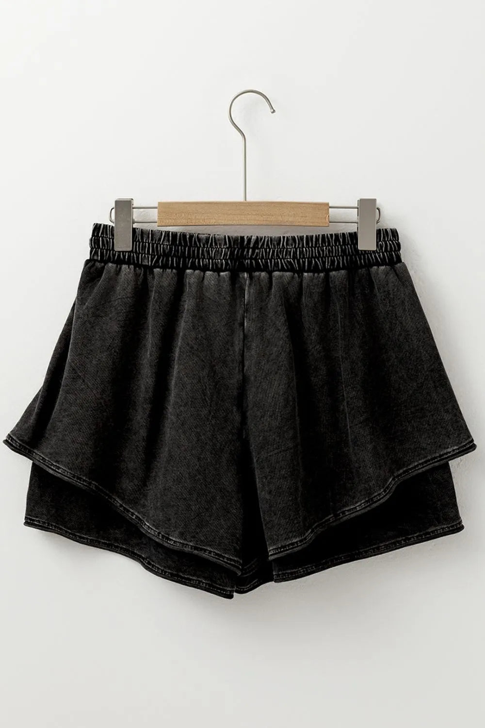 Mineral Wash French Terry High Waist Casual Shorts - Velora Luxury Fashion