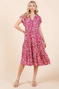 Mittoshop Abstract Print Ruffle Tier Midi Dress - Velora Luxury Fashion