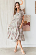 Mittoshop Abstract Print Ruffle Tier Midi Dress - Velora Luxury Fashion
