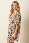 Mittoshop Animal Print Puff Sleeve Mini Dress - Velora Luxury Fashion