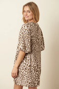 Mittoshop Animal Print Puff Sleeve Mini Dress - Velora Luxury Fashion