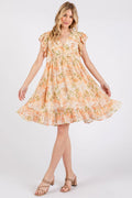 Mittoshop Floral Chiffon Ruffle Short Sleeve Mini Dress - Velora Luxury Fashion