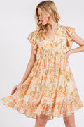 Mittoshop Floral Chiffon Ruffle Short Sleeve Mini Dress - Velora Luxury Fashion