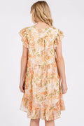 Mittoshop Floral Chiffon Ruffle Short Sleeve Mini Dress - Velora Luxury Fashion
