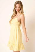 Mittoshop Ruched Detail Spaghetti Tie Mini Dress - Velora Luxury Fashion
