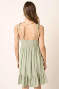 Mittoshop Ruched Detail Spaghetti Tie Mini Dress - Velora Luxury Fashion