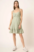 Mittoshop Ruched Detail Spaghetti Tie Mini Dress - Velora Luxury Fashion