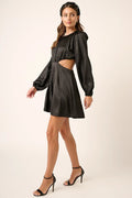 Mittoshop Satin Side Cutout Detail Mini Dress - Velora Luxury Fashion