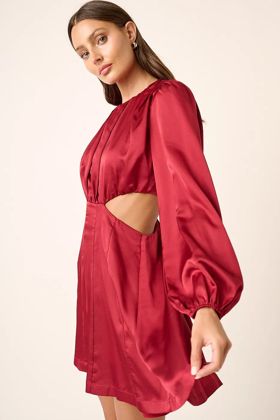 Mittoshop Satin Side Cutout Detail Mini Dress - Velora Luxury Fashion