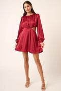 Mittoshop Satin Side Cutout Detail Mini Dress - Velora Luxury Fashion