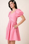 Mittoshop Sweetheart Puff Sleeve Smocked Mini Dress - Velora Luxury Fashion
