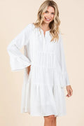 Mittoshop Tiered Notched Flare Sleeve Dress - Velora Luxury Fashion