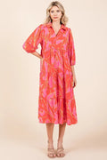 Mittoshop Tiered Printed Collared Neck Midi Dress - Velora Luxury Fashion