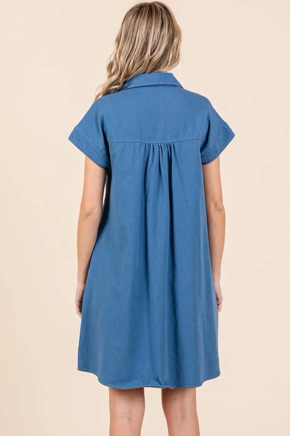 Mittoshop Twill Short Sleeve Collared Mini Dress - Velora Luxury Fashion