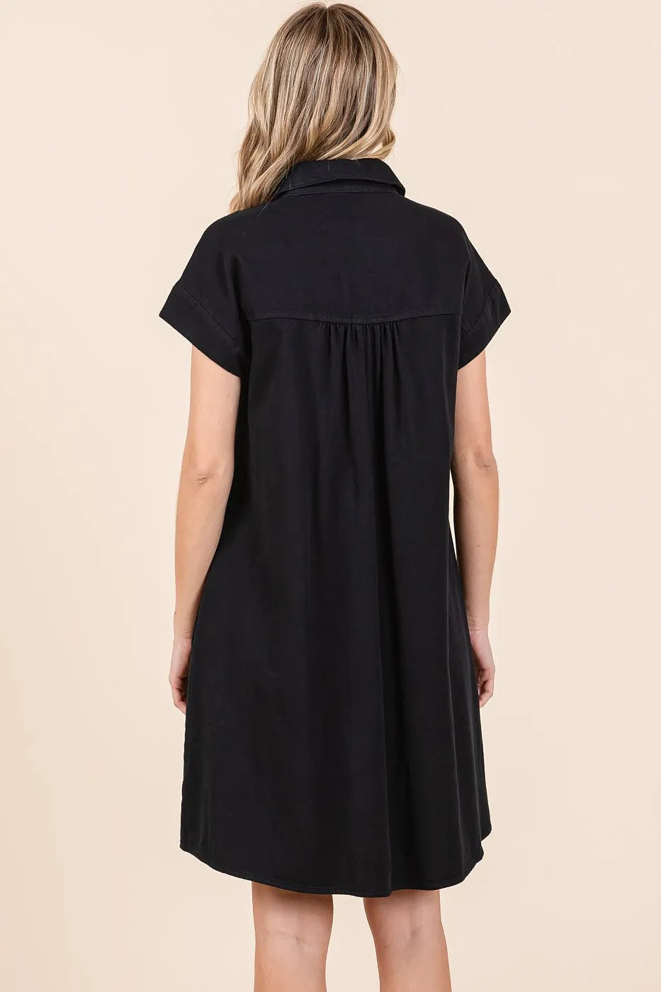 Mittoshop Twill Short Sleeve Collared Mini Dress - Velora Luxury Fashion