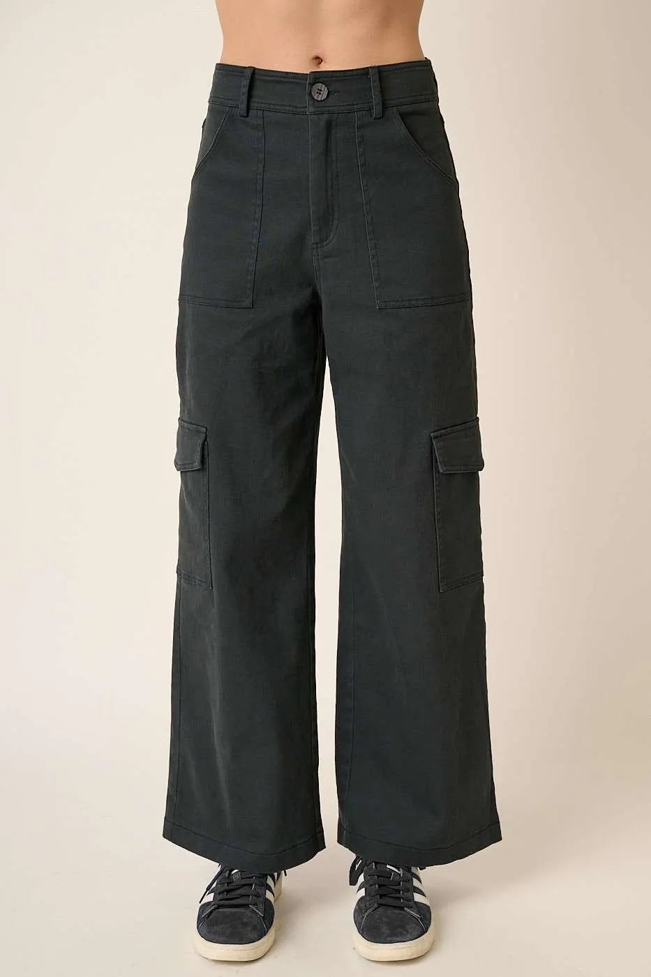 Mittoshop Wide Leg High Waist Pants with Cargo Pockets - Velora Luxury Fashion