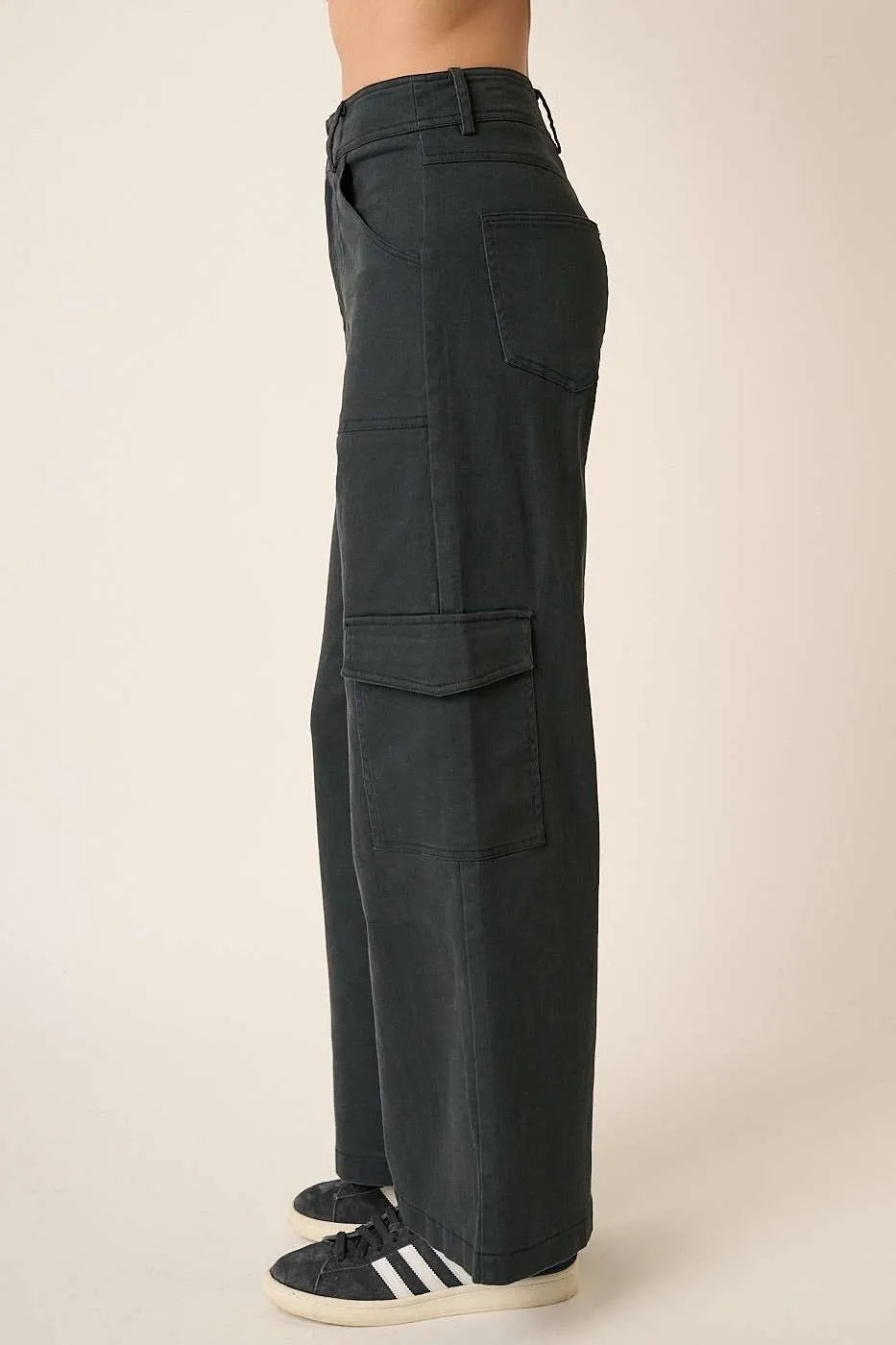 Mittoshop Wide Leg High Waist Pants with Cargo Pockets - Velora Luxury Fashion