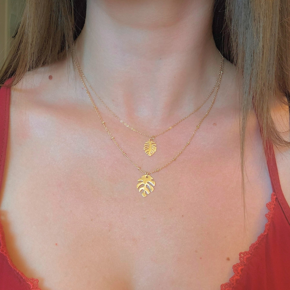 Monstera Leaf Layered Necklace - Velora