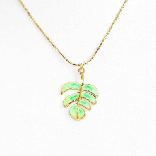 Monstera Leaf Pendant Necklace - Velora