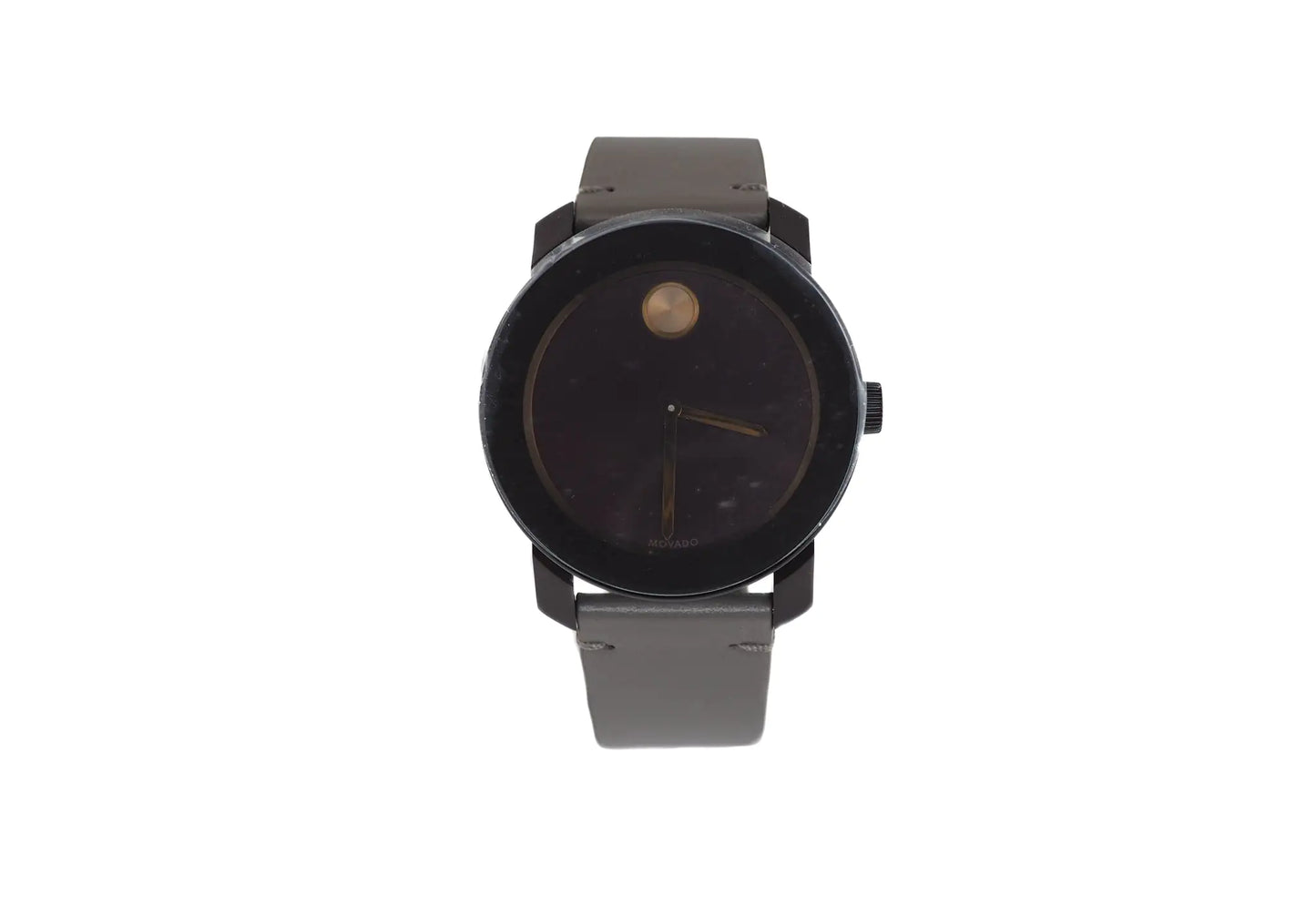 Movado (3600455) Men's Bold Dark Brown Case Red Dial Light Grey Leather Strap Watch - Velora Luxury Fashion
