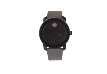 Movado (3600455) Men's Bold Dark Brown Case Red Dial Light Grey Leather Strap Watch - Velora Luxury Fashion