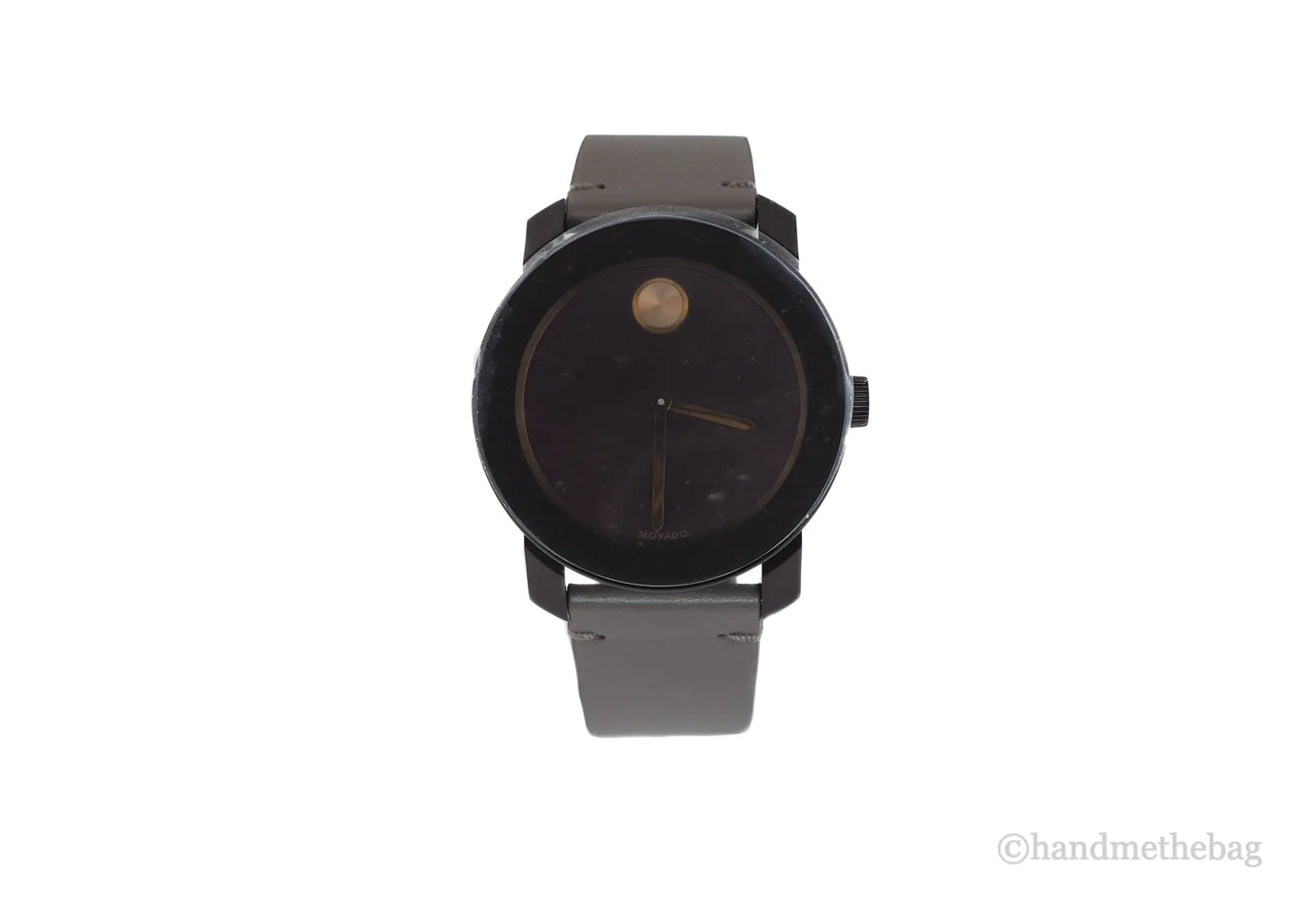 Movado (3600455) Men's Bold Dark Brown Case Red Dial Light Grey Leather Strap Watch - Velora Luxury Fashion