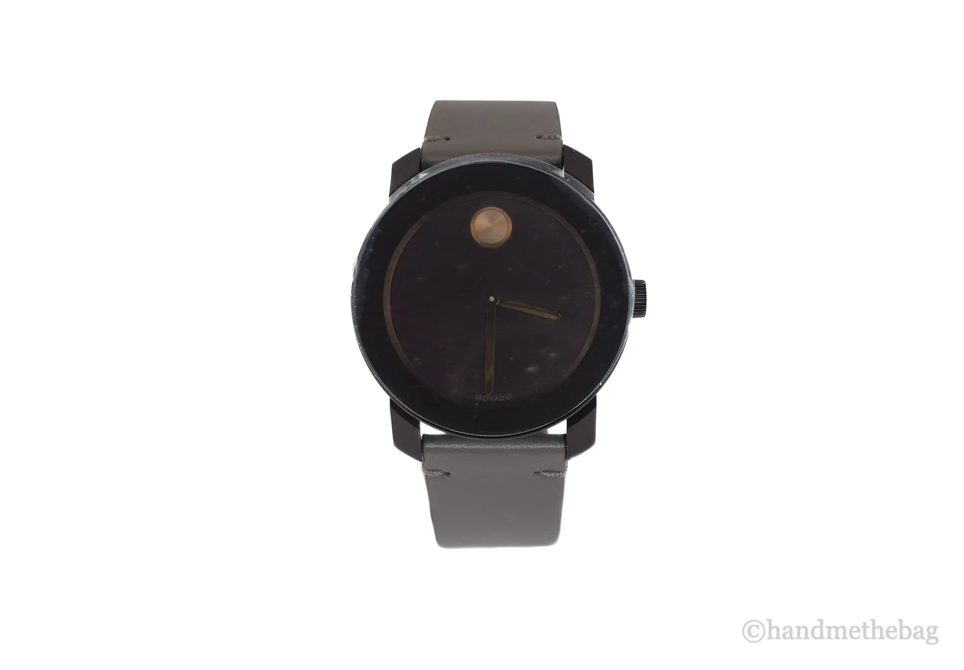 Movado (3600455) Men's Bold Dark Brown Case Red Dial Light Grey Leather Strap Watch - Velora Luxury Fashion